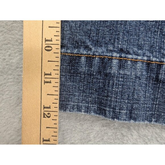 VINTAGE Zena Jeans Shorts Womens 14 Blue Denim Bermuda Cutoff Raw Hem 2000s - Picture 8 of 14